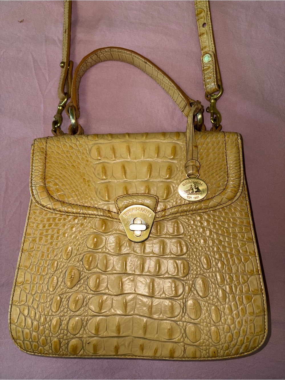 Brahmin Vittoria Rose Natural Lady satchel bag